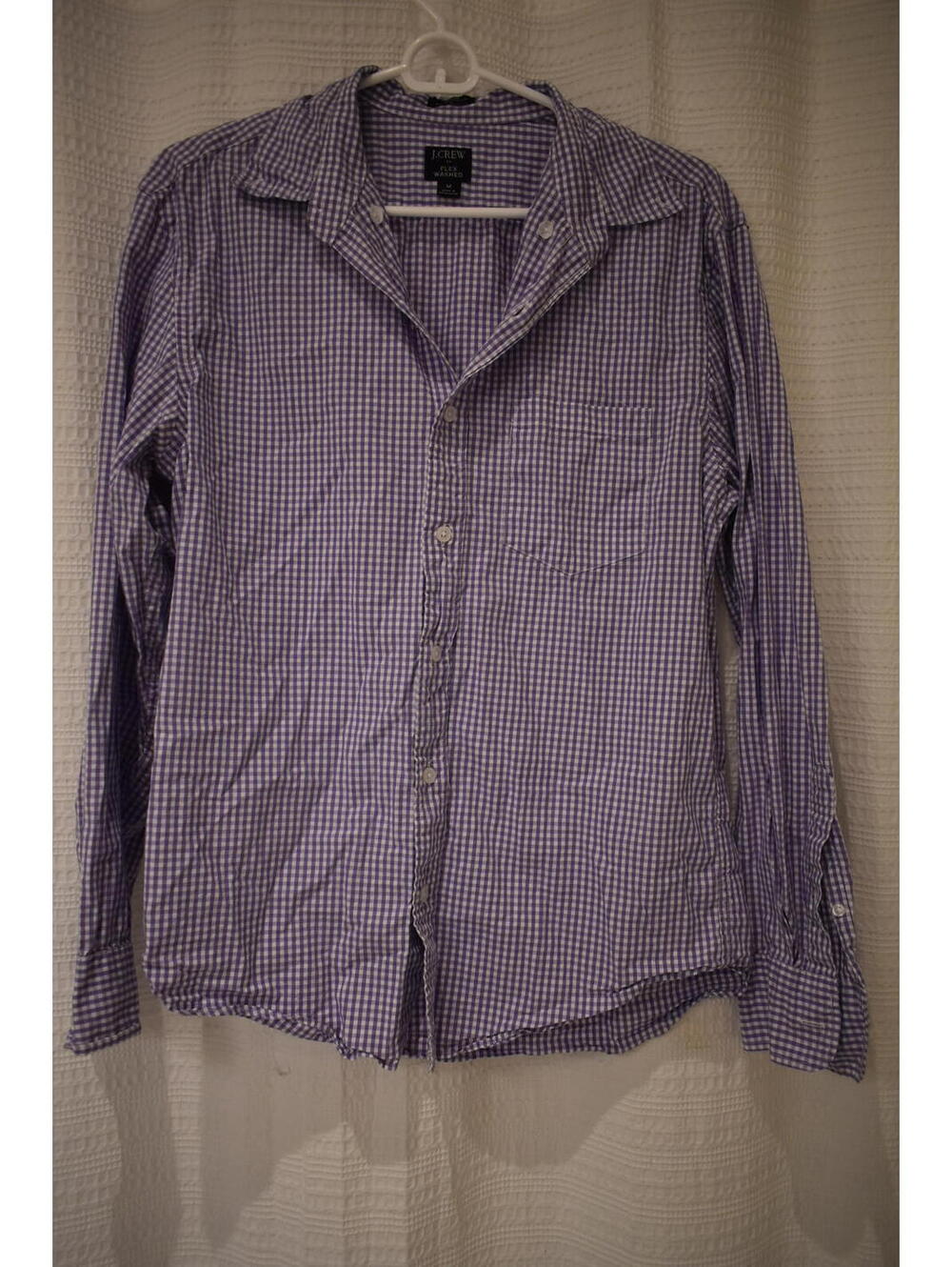 J.Crew Slim Untucked Flex Washed Medium Purple Gingham Shirt